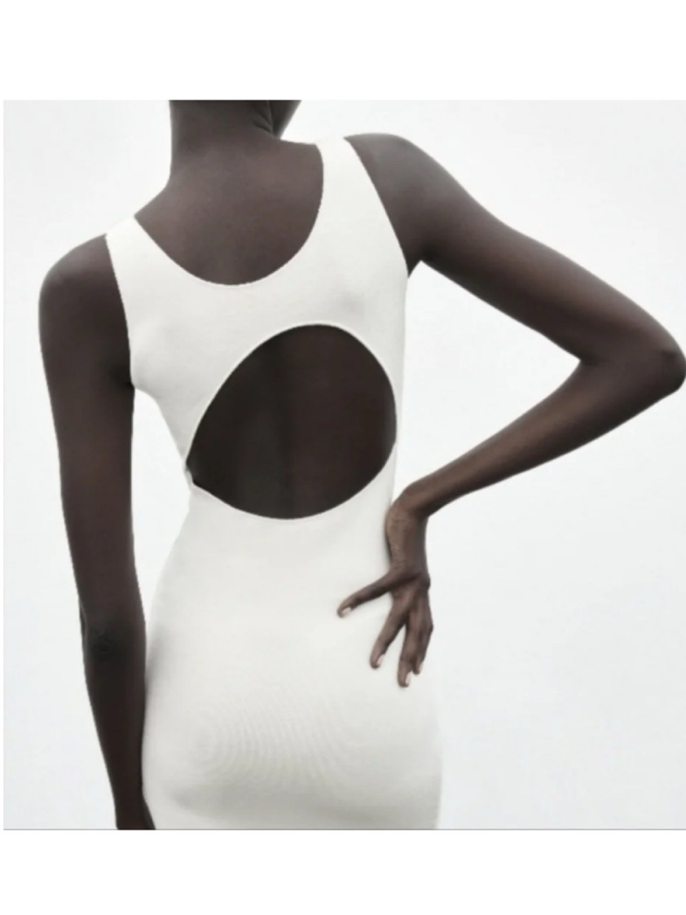 ZARA Chic White Knit Fitted Open Back Tank Midi Dress! 🐚 - Picture 9 of 17